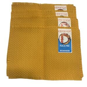 MCM Loop Delight Placemats Antique Gold 4 Basket Weave Handwoven Table Decor